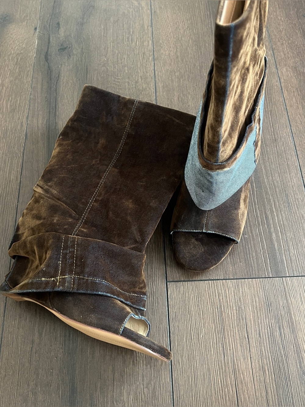 Tin Brown Cuffed Wedge Bootie